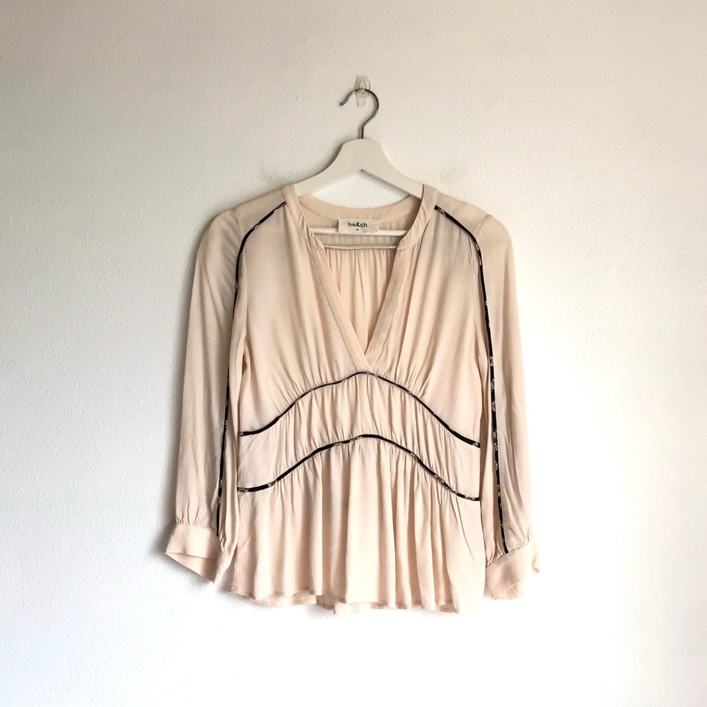 ba&sh Faro Cream Floral Piping Blouse Top Size XS / US 4